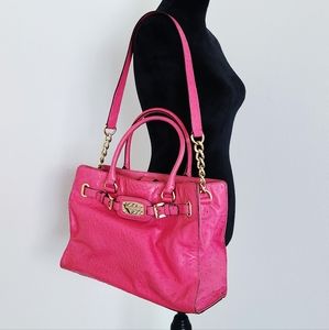 Michael Kors Pink Ostrich Hamilton Bag